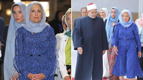 بالصور: السيدة الأمريكية الأولى تزور جامع الأزهر