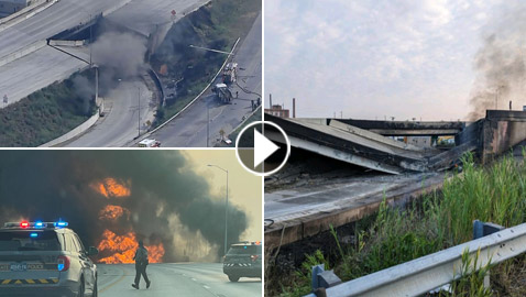 فيديو: انهيار طريق سريع رئيسي في فيلادلفيا الأمريكية بعد حريق هائل