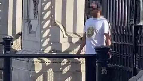 رجل يقيد نفسه بالأصفاد إلى بوابات قصر باكنغهام.. والنتيجة؟