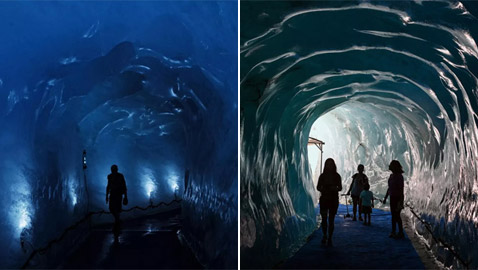 بالصور: نظرة داخل الكهوف الجليدية المهيبة في جبال الألب