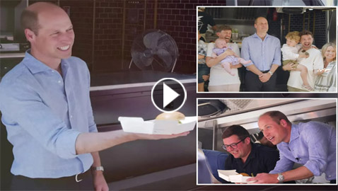 فيديو: الأمير وليام يبيع البرغر بالشارع! الزبائن أصابهم الذهول عندما رأوه