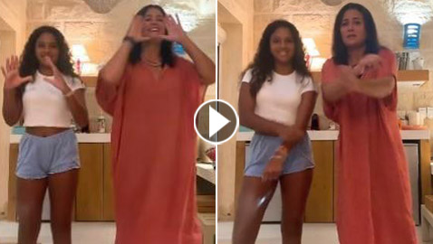 فيديو ابنة هند صبري تلفت الأنظار وهي ترقص بالشورت مع والدتها في ظهور نادر