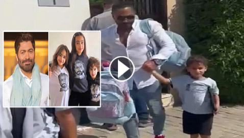 فيديو وصور: تامر حسني يفاجئ أولاده بأول يوم دراسي وبسمة بوسيل تصورهم