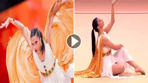 فيديو رائع: لاعبة جمباز مصرية تقدم عرضا في إسبانيا بنكهة وأزياء وموسيقى فرعونية وتذهل الحضور