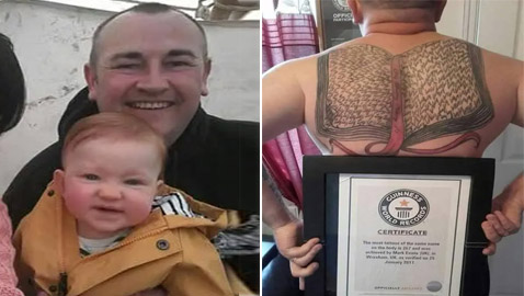 بريطاني يدخل غينيس بسبب حُبه لابنته.. وشم اسمها 667 مرة على جسده!