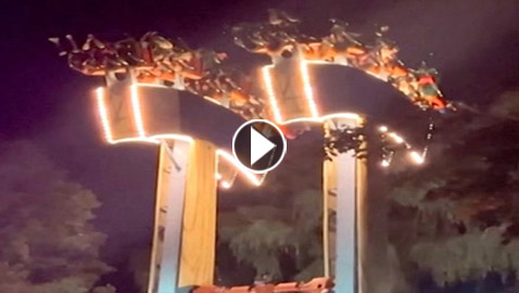 ذعر ورعب خلال 30 دقيقة.. فيديو يرصد حادثة لعبة الملاهي بكندا