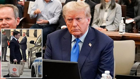 خلال جلسة محاكمته.. ترامب لا يكترث وينتقد المحكمة ويطلب طعامه المفضل!