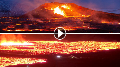 نهر من الحمم تحرق المنازل.. فيديو مذهل يوثق ثوران بركان آيسلندا