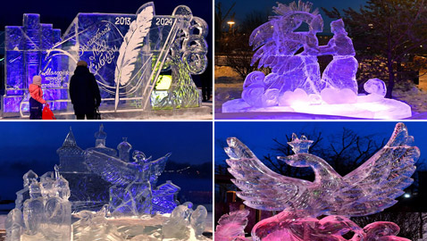 جليد سيبيريا السحري.. صور منحوتات جليدية مكرسة لشاعر روسي شهير