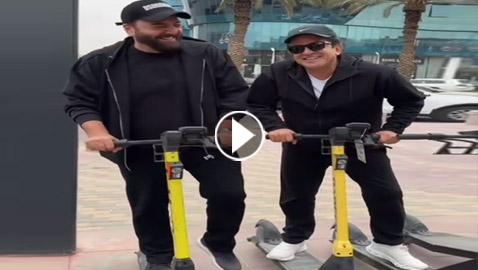 فيديو مضحك: وليد توفيق وسامر المصري (العكيد) يفشلان في قيادة السكوتر!