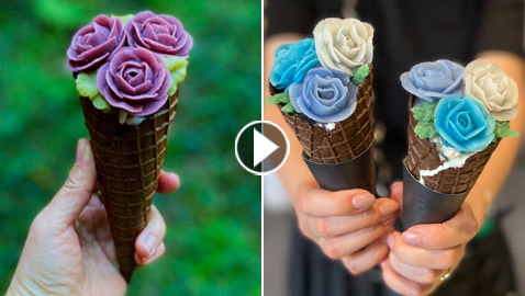 متجر ياباني يقدم لعملائه آيس كريم من الزهور الصالحة للأكل.. فيديو وصور