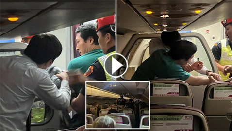 الحوادث تتكرر.. راكب يحاول فتح مخرج الطوارئ بطائرة في تايلاند (فيديو)
