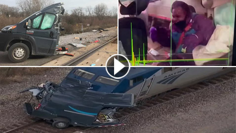 فيديو: شاحنة توصيل أمازون تنقسم لنصفين بعد حادث قطار.. هذا مصير السائق!
