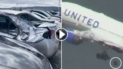 فيديو: سقوط إطار طائرة عقب إقلاعها.. وهذا ما فعله على الأرض