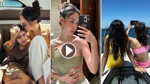 صور:بسمة بوسيل على البحر مع تالية، أمايا وآدم تامر حسني
