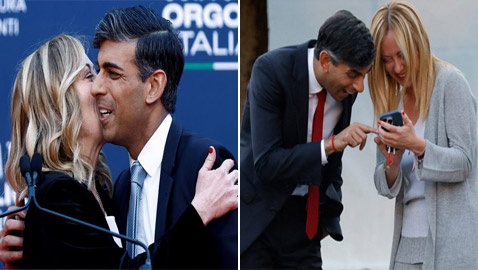 صور انسجامية غير عادية بين رئيس وزراء بريطانيا ورئيسة وزراء إيطاليا