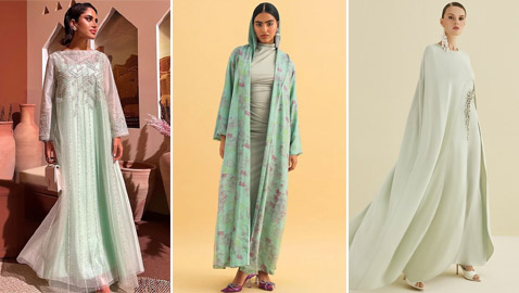 كيف تنسقين قفاطين وعبايات بلون الأخضر النعناعي لعيد الأضحى 2024؟