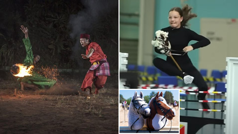 كرة القدم المشتعلة والحصان الخشبي.. أغرب وأخطر الرياضات في العالم