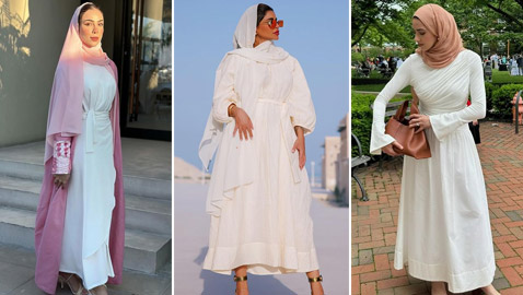 بالصور: فساتين محجبات بيضاء خفيفة مناسبة لإطلالة صيفية منعشة