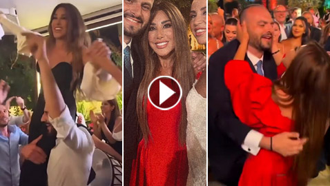 نجوى كرم تتألق بالأحمر بحفل زفاف حفيد شقيقتها.. وترقص محمولة على الأكتاف احتفالا بزواجها