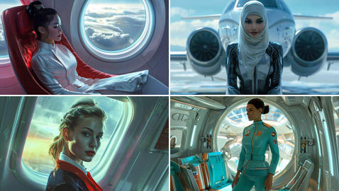 صور مميزة: مضيفات طيران المستقبل بعيون الذكاء الاصطناعي