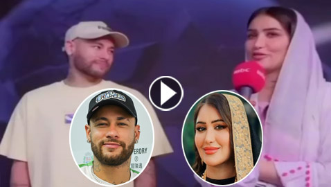 نظرات نيمار لمذيعة سعودية تثير الجدل.. سرقت قلبه وإعجابه بها كان واضحا