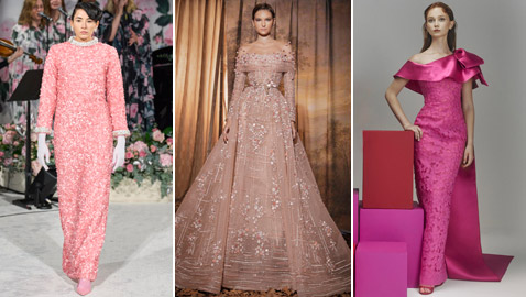 فساتين سهرة ناعمة لشهر أكتوبر الوردي.. اختاريها بحسب لون البشرة