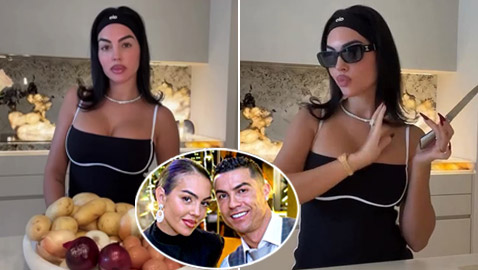 عارضة الأزياء جورجينا رودريغز تطبخ البطاطس بالبصل لحبيبها رونالدو بفستان رياضي سعره يتجاوز 500 دولار
