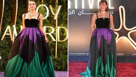 المصرية منة شلبي واللبنانية أنابيلا هلال بنفس الفستان تصميم زهير مراد.. من بدت أجمل؟