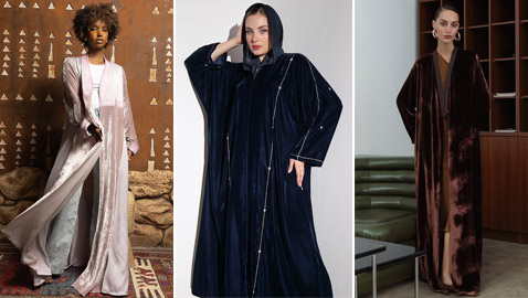 صور: أفكار لتنسيق موديلات عبايات مخمل لسهرة رأس السنة 2025