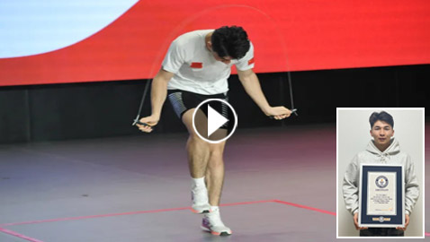 بدقيقة.. طالب صيني يسجل رقما قياسيا عالميا برياضة القفز بالحبل