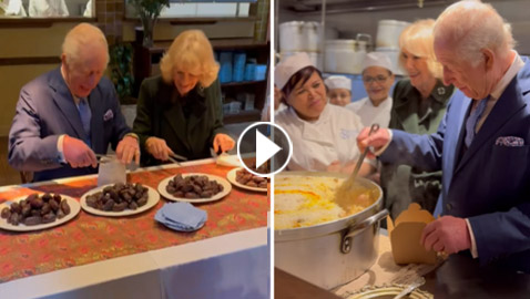ملك وملكة بريطانيا يساعدان في تجهيزات رمضان.. فيديو وصور