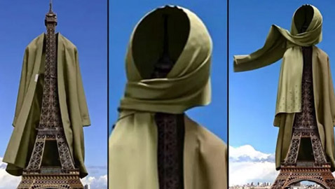 فرنسا غاضبة من إعلان أثار الجدل يظهر فيه برج إيفل بحجاب إسلامي