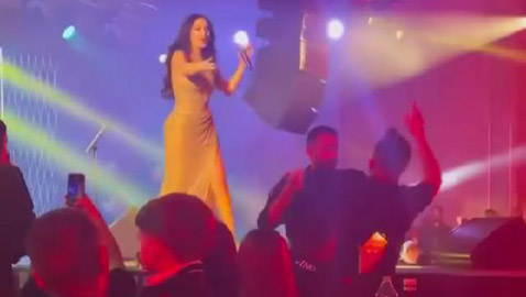 معجب يقتحم مسرح سيرين عبد النور، وحارس الأمن يتصدى له بعنف