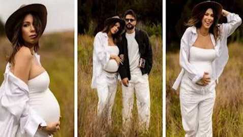 جلسة تصوير دافئة تجمع ناصيف زيتون ودانييلا رحمة مع اقتراب ولادة طفلهما.. 